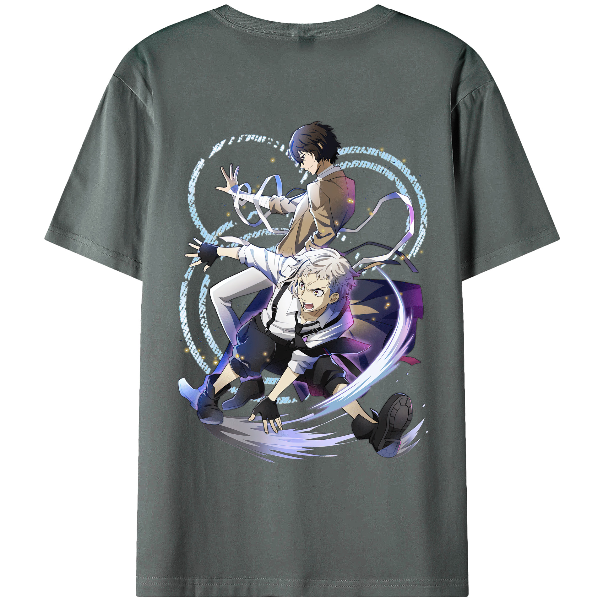 （画像用） 文豪ストレイドッグス Bungo Stray Dogs 綿100％ メンズ半袖Tシャツ（バックプリント） 通気性